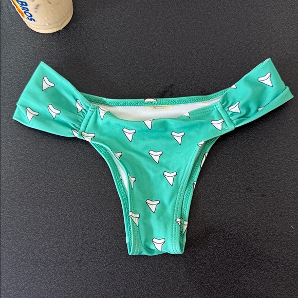 Green Bikini Bottom with White Triangle Pattern - Picture 1 of 2